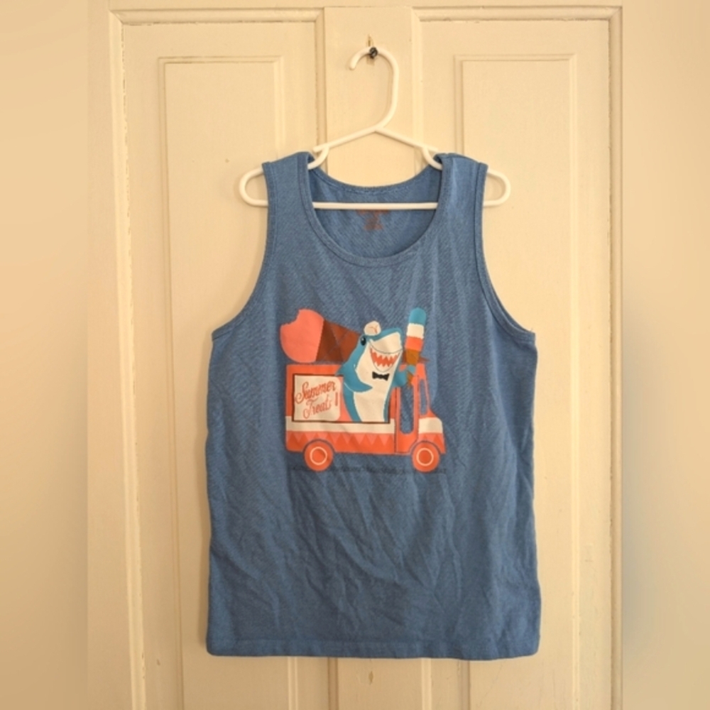 Blue Shark Ice Cream Truck Kids Tank Top